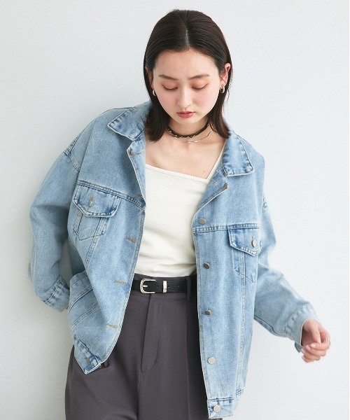ad thie（アドティエ）の「ビッグシルエット デニムジャケット（デニムジャケット・レディース・ライトブルー・FREE）」の22枚目の写真