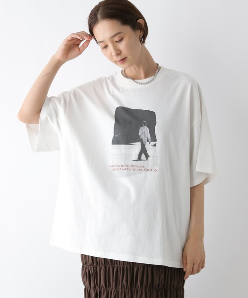 LEPSIM(レプシィム)の「PHOTOプリント6分袖チュニック 141596(Tシャツ/カットソー・レディース・チャコールグレー/オフホワイト・FREE)」の8枚目の写真
