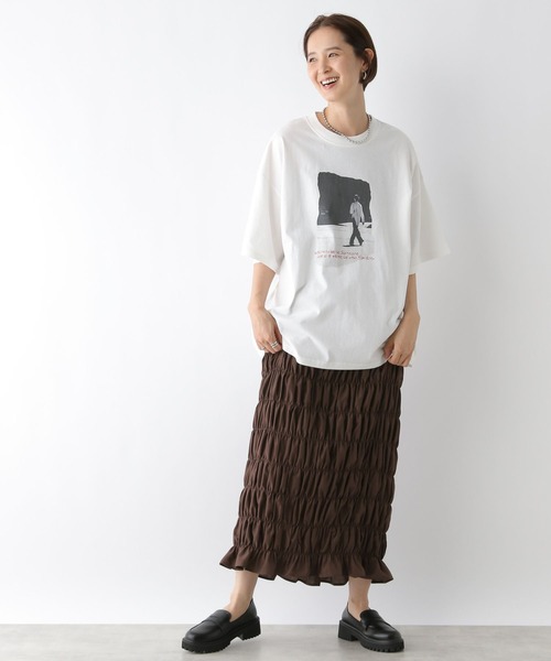 LEPSIM(レプシィム)の「PHOTOプリント6分袖チュニック 141596(Tシャツ/カットソー・レディース・チャコールグレー/オフホワイト・FREE)」の6枚目の写真