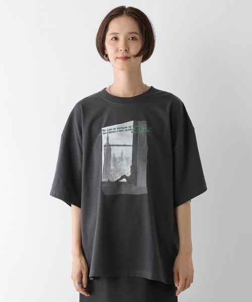 PHOTOプリント6分袖チュニック 141596（Tシャツ/カットソー