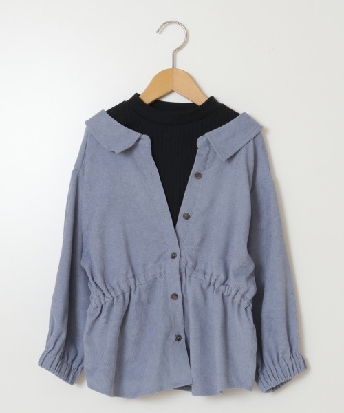 a.v.v（アーヴェヴェ）の「[120-130]シャツレイヤードトップス（シャツ/ブラウス・キッズ・ライトブルー/ダークグレー・120/130）」の3枚目の写真