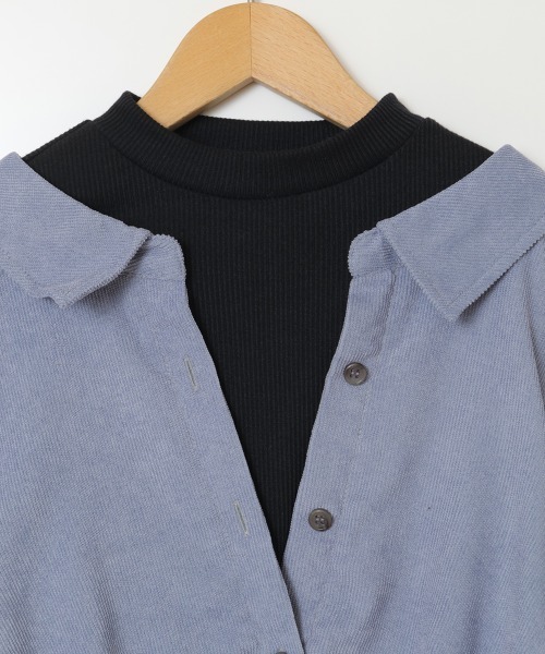 a.v.v（アーヴェヴェ）の「[120-130]シャツレイヤードトップス（シャツ/ブラウス・キッズ・ライトブルー/ダークグレー・120/130）」の5枚目の写真