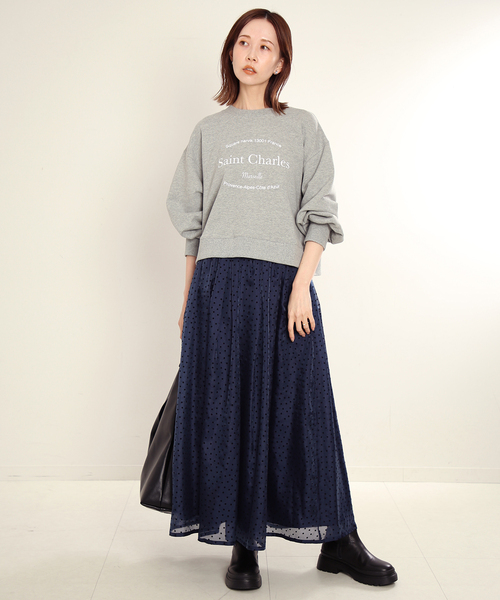 SLOBE IENA（スローブイエナ）の「ロゴショートスウェット（スウェット・レディース・レッド/ネイビー/チャコールグレー・FREE）」の7枚目の写真