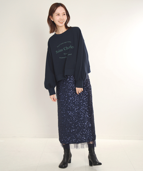 SLOBE IENA（スローブイエナ）の「ロゴショートスウェット（スウェット・レディース・レッド/ネイビー/チャコールグレー・FREE）」の21枚目の写真