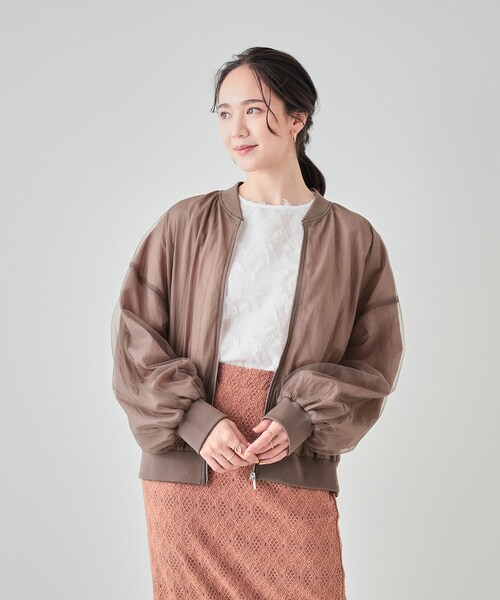 Cutie Blonde（キューティーブロンド）の「重ねチュールで差をつける シアーブルゾン（ブルゾン・レディース・ブラック/ダークブラウン・02/03/04）」の7枚目の写真