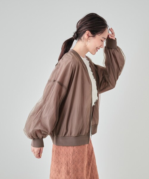 Cutie Blonde（キューティーブロンド）の「重ねチュールで差をつける シアーブルゾン（ブルゾン・レディース・ブラック/ダークブラウン・02/03/04）」の8枚目の写真