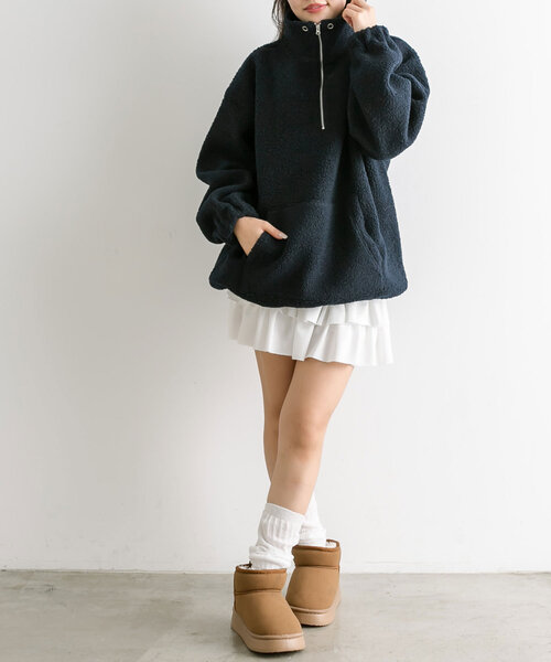 OLIVE des OLIVE（オリーブデオリーブ）の「3段フリルスウェットミニスカート（スカート・レディース・ブラック/オフホワイト/トップグレー・FREE）」の6枚目の写真