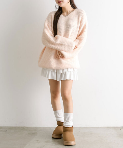 OLIVE des OLIVE（オリーブデオリーブ）の「3段フリルスウェットミニスカート（スカート・レディース・ブラック/オフホワイト/トップグレー・FREE）」の7枚目の写真