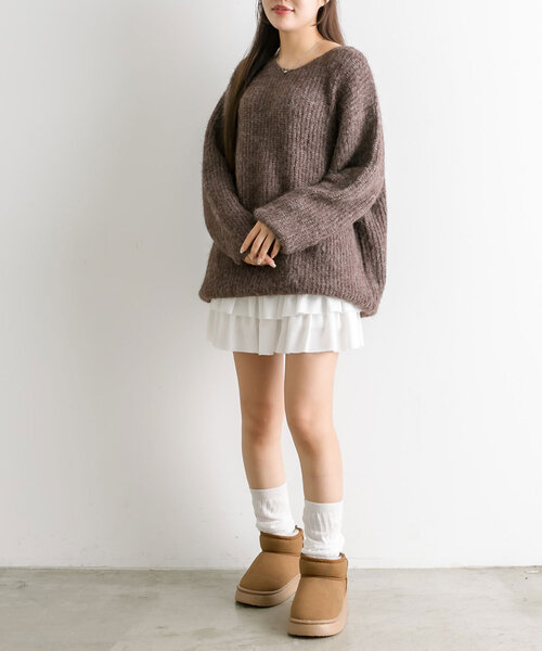 OLIVE des OLIVE（オリーブデオリーブ）の「3段フリルスウェットミニスカート（スカート・レディース・ブラック/オフホワイト/トップグレー・FREE）」の8枚目の写真