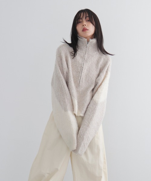 LIAN(リアン)の「【入荷禁止】ニュアンス柄ハーフジップニット(ニット/セーター・レディース・チャコールグレー/ブラック/ベージュ・FREE)」の3枚目の写真