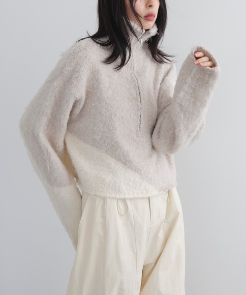 LIAN(リアン)の「【入荷禁止】ニュアンス柄ハーフジップニット(ニット/セーター・レディース・チャコールグレー/ブラック/ベージュ・FREE)」の9枚目の写真