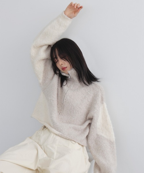 LIAN(リアン)の「【入荷禁止】ニュアンス柄ハーフジップニット(ニット/セーター・レディース・チャコールグレー/ブラック/ベージュ・FREE)」の10枚目の写真