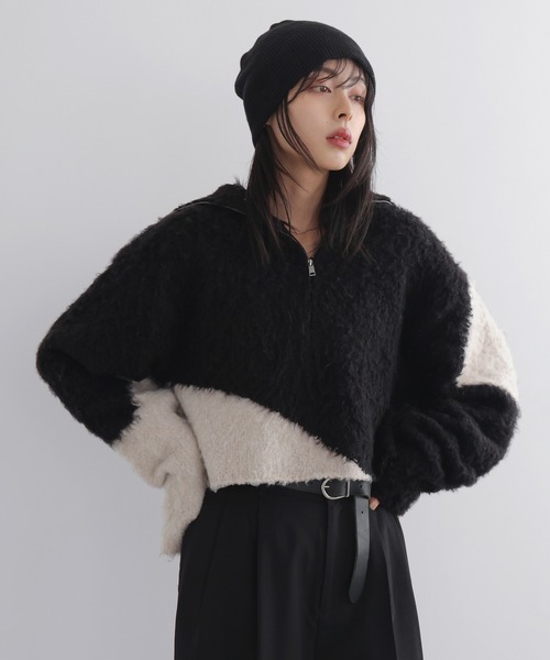 LIAN（リアン）の「ニュアンス柄ハーフジップニット（ニット/セーター