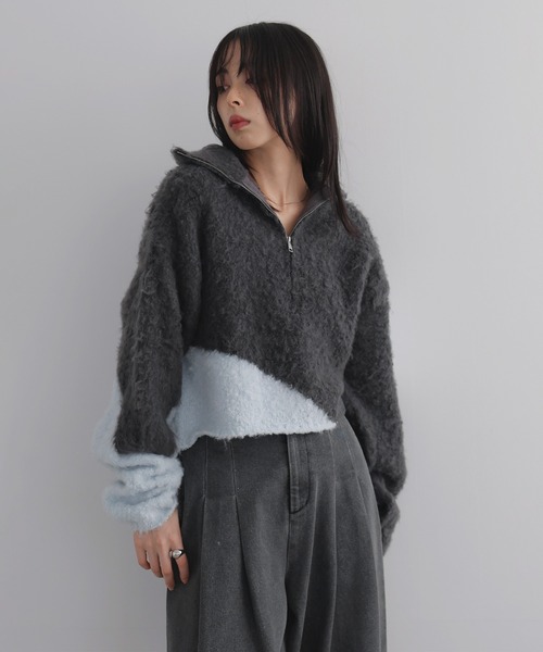 セール】ニュアンス柄ハーフジップニット（ニット/セーター）｜LIAN