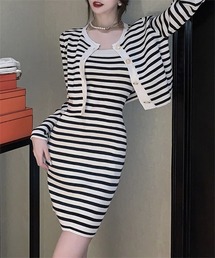 FREE STYLISTS（フリー スタイリスト）の「ニットワンピース+カーディガン2点セットアップ（セットアップ）」