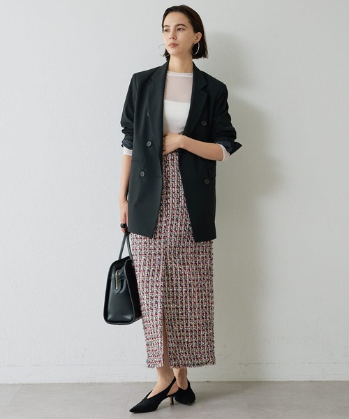 Whim Gazette(ウィムガゼット)の「ストレッチジャケット(テーラードジャケット・レディース・ベージュ/ブラック・FREE)」の5枚目の写真