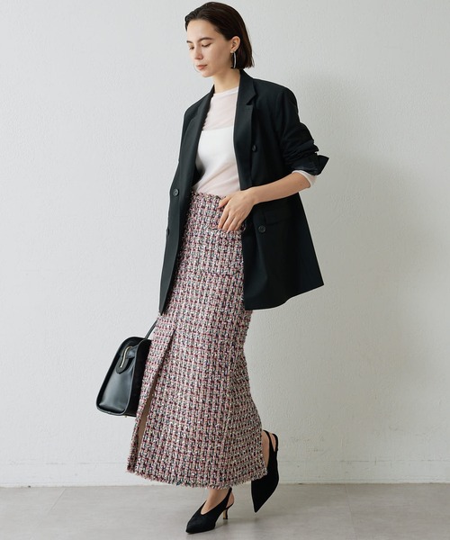 Whim Gazette(ウィムガゼット)の「ストレッチジャケット(テーラードジャケット・レディース・ベージュ/ブラック・FREE)」の6枚目の写真