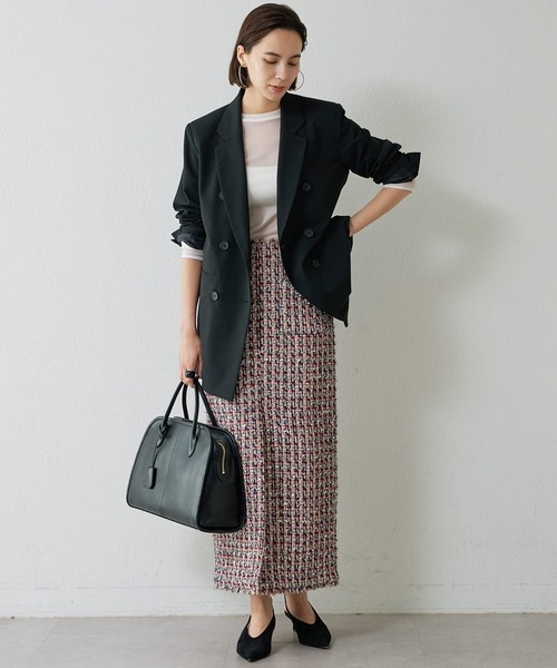 Whim Gazette(ウィムガゼット)の「ストレッチジャケット(テーラードジャケット・レディース・ベージュ/ブラック・FREE)」の10枚目の写真