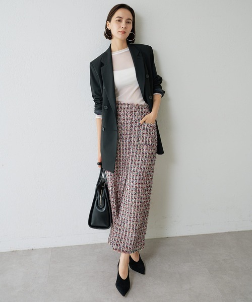 Whim Gazette(ウィムガゼット)の「ストレッチジャケット(テーラードジャケット・レディース・ベージュ/ブラック・FREE)」の11枚目の写真