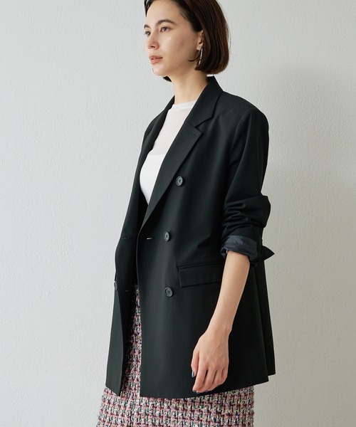 Whim Gazette(ウィムガゼット)の「ストレッチジャケット(テーラードジャケット・レディース・ベージュ/ブラック・FREE)」の7枚目の写真
