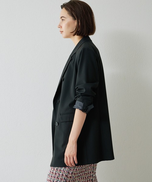 Whim Gazette(ウィムガゼット)の「ストレッチジャケット(テーラードジャケット・レディース・ベージュ/ブラック・FREE)」の8枚目の写真