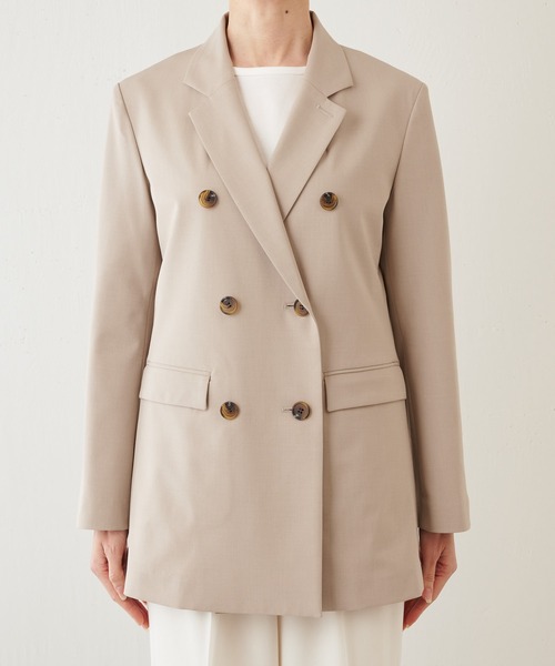 Whim Gazette(ウィムガゼット)の「ストレッチジャケット(テーラードジャケット・レディース・ベージュ/ブラック・FREE)」の12枚目の写真