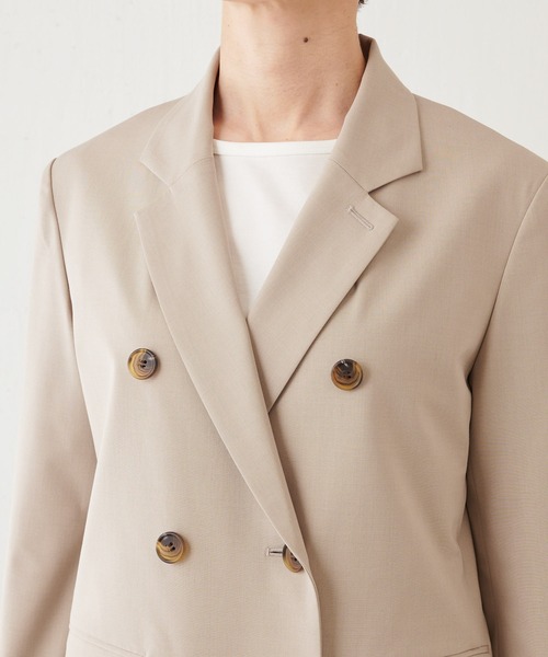 Whim Gazette(ウィムガゼット)の「ストレッチジャケット(テーラードジャケット・レディース・ベージュ/ブラック・FREE)」の15枚目の写真