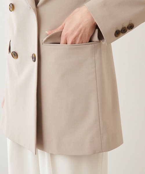 Whim Gazette(ウィムガゼット)の「ストレッチジャケット(テーラードジャケット・レディース・ベージュ/ブラック・FREE)」の17枚目の写真