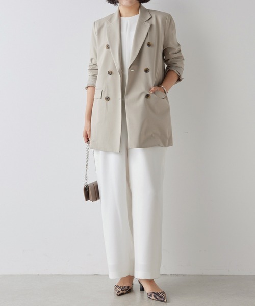 Whim Gazette(ウィムガゼット)の「ストレッチジャケット(テーラードジャケット・レディース・ベージュ/ブラック・FREE)」の20枚目の写真