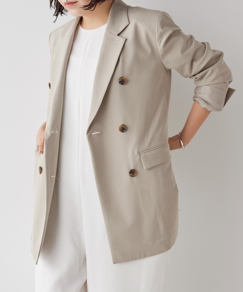 Whim Gazette(ウィムガゼット)の「ストレッチジャケット(テーラードジャケット・レディース・ベージュ/ブラック・FREE)」の21枚目の写真