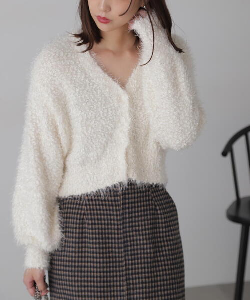 FREE'S MART（フリーズマート）の「◆シャイニーフェザーミックスカーディガン（カーディガン/ボレロ・レディース・ホワイト/ブルー/グレー・FREE）」の2枚目の写真