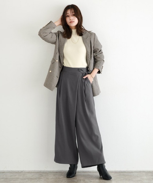 Pierrot(ピエロ)の「ラップワイドパンツ(その他パンツ・レディース・チャコール/ブラック・M)」の5枚目の写真