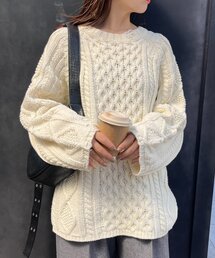 【WILLOW】アラン編みオーバーニット