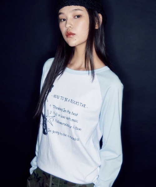 A'GEM/9 × .kom 『runningHIGH/ランニングハイ』 ROCKSTAR RAGLAN LONG SLEEVE TEE/ロックスター ラグラン 長袖カットソー（Tシャツ/カットソー）｜runningHIGH（ランニングハイ）