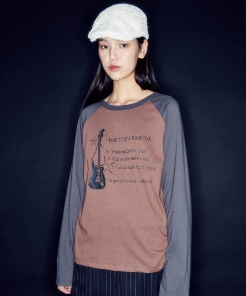 RUNNING HIGH★韓国★人気★ROCKSTAR RAGLAN LONG SLEEVE TEE A'GEM/9 × .kom 『runningHIGH/ランニングハイ』 ROCKSTAR