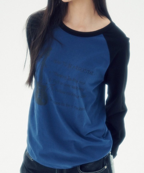 A'GEM/9 × .kom 『runningHIGH/ランニングハイ』 ROCKSTAR RAGLAN LONG SLEEVE TEE/ロックスター ラグラン 長袖カットソー（Tシャツ/カットソー）｜runningHIGH（ランニングハイ）