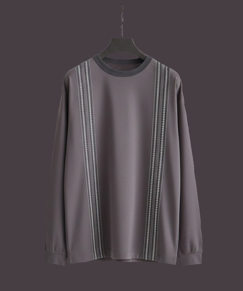 UNITED TOKYO（ユナイテッドトウキョウ）の「スモッキング刺繍 ロングスリーブTシャツ（Tシャツ/カットソー・メンズ・ダークグレー/オフホワイト/ブラック・1/2）」の3枚目の写真