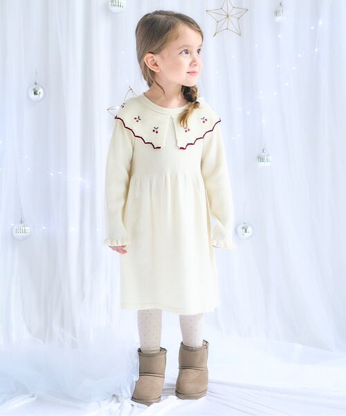 apres les cours（アプレレクール）の「チューリップモチーフドットタイツ（タイツ/ストッキング・キッズ・グレー/アイボリー・90/100/110/120/140）」の5枚目の写真