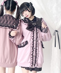 DearMyLove | ハートレースアップフリルセーラー裏毛チュニックブルゾン(ブルゾン)