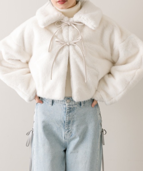 OLIVE des OLIVE(オリーブデオリーブ)の「【SNSで話題の!】リボンファージャケット(ブルゾン・レディース・チャコールグレー/オフホワイト/ベージュ・FREE)」の14枚目の写真