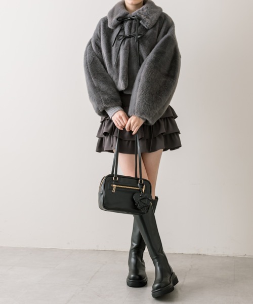 OLIVE des OLIVE(オリーブデオリーブ)の「【SNSで話題の!】リボンファージャケット(ブルゾン・レディース・チャコールグレー/オフホワイト/ベージュ・FREE)」の11枚目の写真