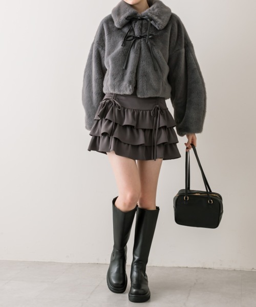 OLIVE des OLIVE(オリーブデオリーブ)の「【SNSで話題の!】リボンファージャケット(ブルゾン・レディース・チャコールグレー/オフホワイト/ベージュ・FREE)」の8枚目の写真