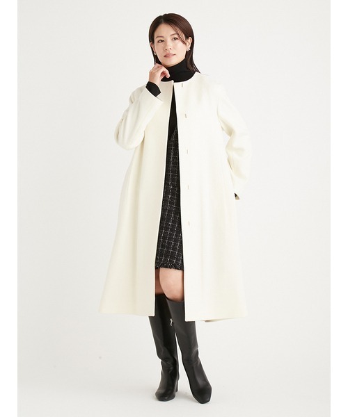 CELFORD カシミア混 ノーカラーコート カシミヤ混ノーカラーコート(コート)｜OUTER（アウター