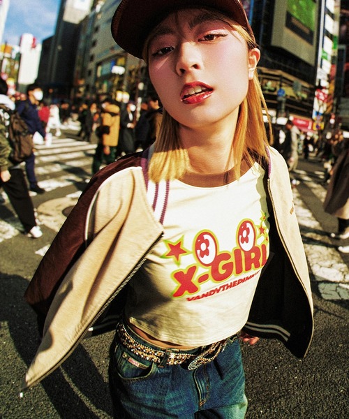 X-girl(エックスガール)の「※X-girl × VTP RAGLAN L/S BABY TEE(Tシャツ/カットソー・レディース・ホワイト/ベージュ・S/M)」の1枚目の写真