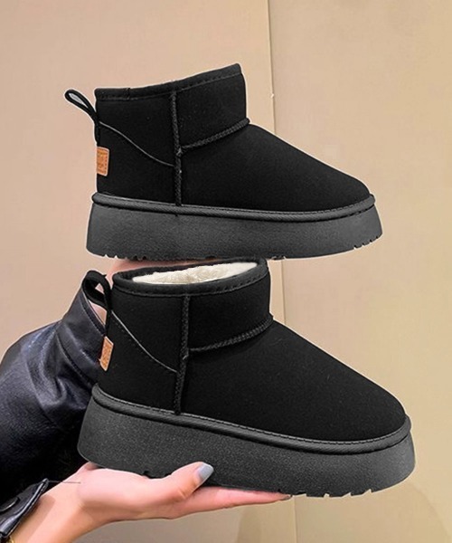 Miniministore(ミニミニストア)の「厚底ムートンブーツ 裏起毛ショートブーツ(ブーツ・レディース・ベージュ/ブラック/キャメル・24.5cm/24.0cm/23.5cm/23.0cm/25.0cm)」の5枚目の写真