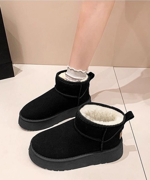 Miniministore(ミニミニストア)の「厚底ムートンブーツ 裏起毛ショートブーツ(ブーツ・レディース・ベージュ/ブラック/キャメル・24.5cm/24.0cm/23.5cm/23.0cm/25.0cm)」の6枚目の写真