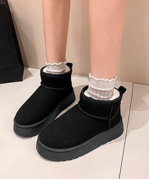 Miniministore(ミニミニストア)の「厚底ムートンブーツ 裏起毛ショートブーツ(ブーツ・レディース・ベージュ/ブラック/キャメル・24.5cm/24.0cm/23.5cm/23.0cm/25.0cm)」の7枚目の写真