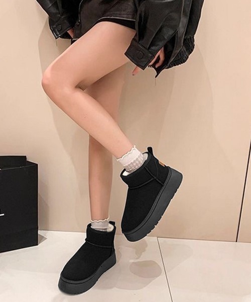Miniministore(ミニミニストア)の「厚底ムートンブーツ 裏起毛ショートブーツ(ブーツ・レディース・ベージュ/ブラック/キャメル・24.5cm/24.0cm/23.5cm/23.0cm/25.0cm)」の8枚目の写真