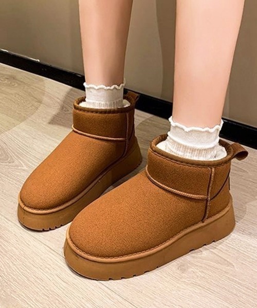 Miniministore(ミニミニストア)の「厚底ムートンブーツ 裏起毛ショートブーツ(ブーツ・レディース・ベージュ/ブラック/キャメル・24.5cm/24.0cm/23.5cm/23.0cm/25.0cm)」の10枚目の写真