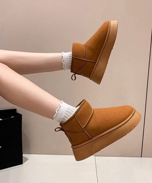 Miniministore(ミニミニストア)の「厚底ムートンブーツ 裏起毛ショートブーツ(ブーツ・レディース・ベージュ/ブラック/キャメル・24.5cm/24.0cm/23.5cm/23.0cm/25.0cm)」の11枚目の写真